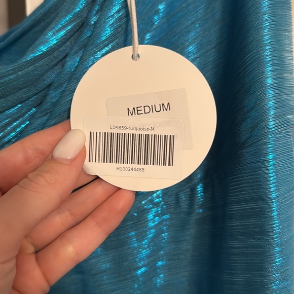 SAPPHIRE SOIRÉE ONE SHOULDER MAXI DRESS TURQUOISE - Picture 7 of 10